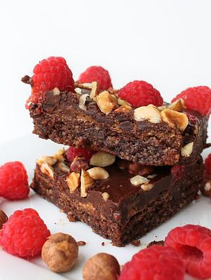 Chocolate Hazelnut Raspberry Brownies