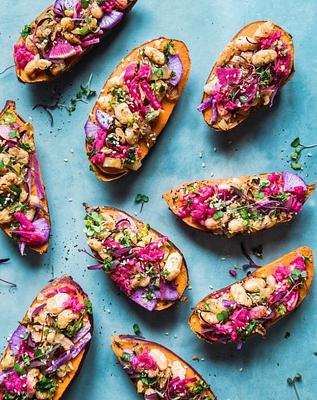 Za’atar White Bean Stuffed Sweet Potatoes