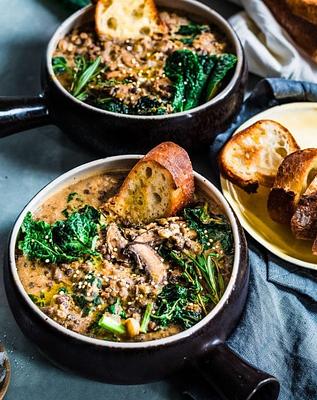 Creamy Mushroom and Black Beluga Lentil Stew