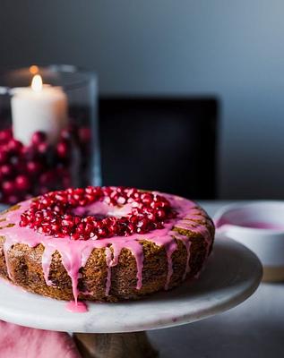 Pomegranate Glazed Gingerbread Bundt Cake