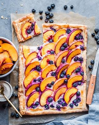 Peaches and Cream Puff Pastry Tart