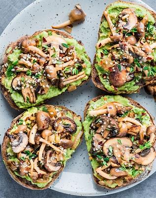 Creamy Mushroom Smashed Avocado Toast