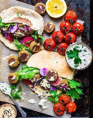 Tempeh Walnut Falafel with Vegan Tzatziki Sauce