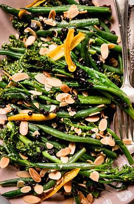 Lemony Sautéed Broccolini & Green Beans with Almonds
