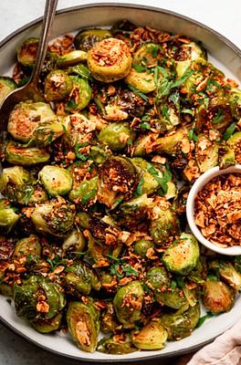 Roasted Brussels Sprouts with Smoky Almond Bits