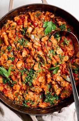 Saucy Butter Bean Skillet with Cherry Tomatoes & Gremolata