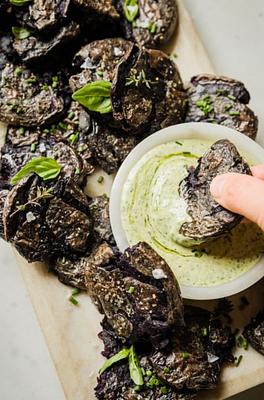 Crispy Smashed Potatoes with Vegan Green Goddess