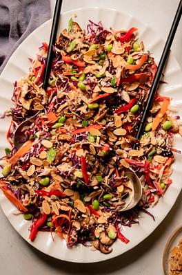 Spicy Sesame Slaw with Mushrooms & Edamame