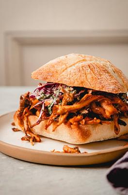 Crispy BBQ Pulled Mushroom Sandwiches
