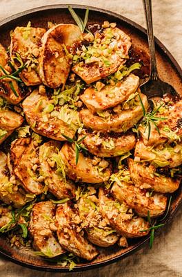 Cider Glazed Celery Root with Walnuts