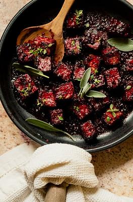 Blackberry Glazed Tofu with Black Pepper & Chili