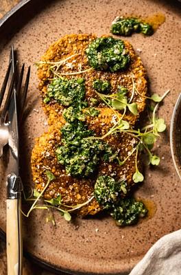 Vegan Squash Patties with Mixed Herb Salsa Verde