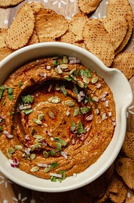 Black Bean Dip with Roasted Squash, Garlic, Pumpkin Seeds & Chipotles