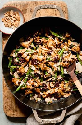 Smoky Sautéed Cauliflower with Green Beans, Tahini & Almonds
