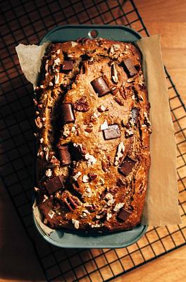 Spelt Banana Bread with Pecans & Chocolate Chunks