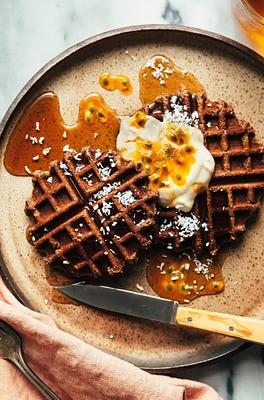 Gluten-Free Buckwheat Coconut Waffles with Cocoa