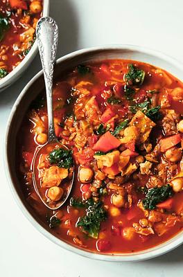 Smoky Chickpea, Cabbage & Lentil Soup with Kale