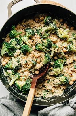 Creamy Lemon Orzo with Chickpeas & Broccoli