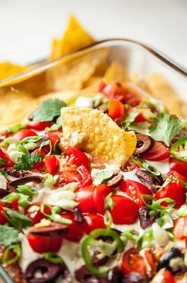 Vegan Seven Layer Dip with Buffalo Refried Beans