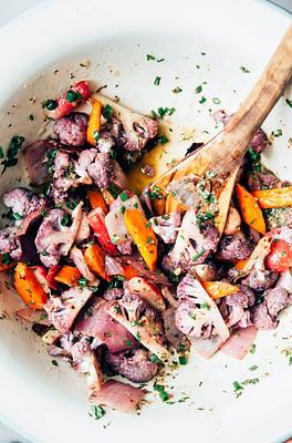 Grilled and Marinated Vegetables with Miso, Lemon & Herbs
