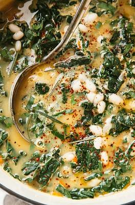 Creamy White Bean Soup with Kale, Rosemary & Lemon