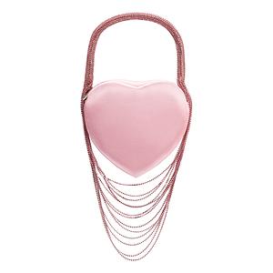 Fran Pink Satin Heart Top Handle Bag