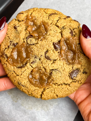 Vegan Caramel Chocolate Chip Cookie for One