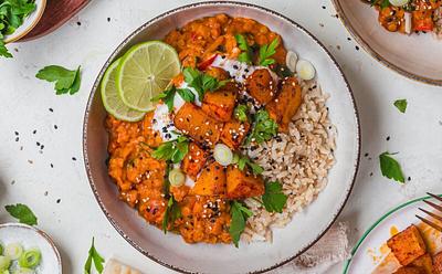 Creamy Vegan Roasted Butternut Squash And Spinach Dhal