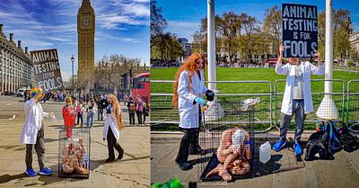 Anti-Vivisection Activists Protest with Performance Piece Outside UK Parliament