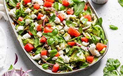 Vegan Watermelon And Feta Salad With Balsamic Glaze