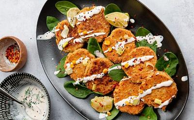 Leek And Corn Fritters With Lime Mayo