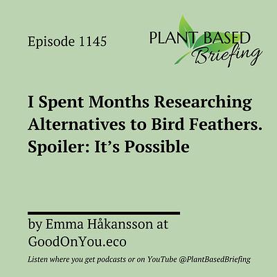 1145: I Spent Months Researching Alternatives to Bird Feathers. Spoiler: It’s Possible by Emma Håkansson at GoodOnYou.eco 