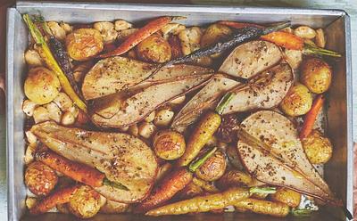 Pear And Butter Bean Traybake