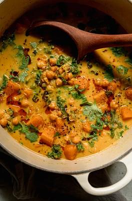 Butternut Squash Stew with Coconut Milk, Chickpeas & Kale (Vegan)