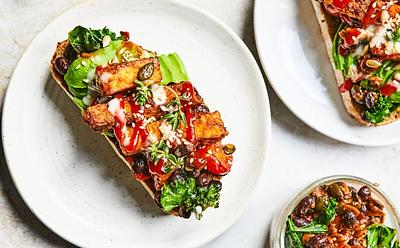 Sizzling Tofu, Kale And Black Bean Toast (High-Protein)