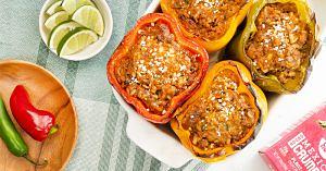 Cheesy Vegan Beef-Stuffed Peppers Recipe
