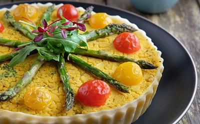 Vegan Asparagus, Potato, And Broccoli Quiche