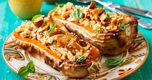 This stuffed butternut squash is the plant-based holiday centerpiece that your table has been missing