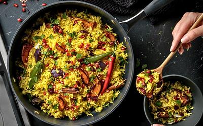 Butternut Squash And Pomegranate Jeweled Pilau Rice