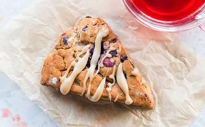 Plant-Based Berry Scones with Lemon Hibiscus Cashew Cream