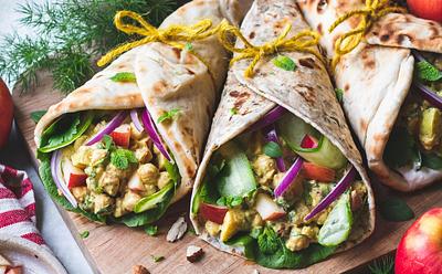 Christmas Coronation Chickpea Naan Wraps
