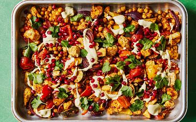 Harissa Tofu Veggie Traybake