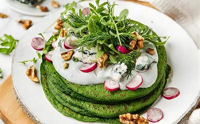 Vegan Blue Cheese Spinach And Cream Pancakes
