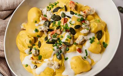 Cream Of Pumpkin Gnocchi With Vegan Cheese
