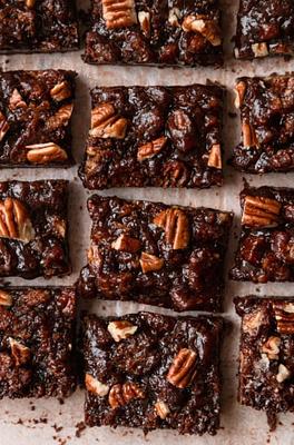 Sticky Chocolate Pecan Bars with Chocolate Crust (Vegan & GF)