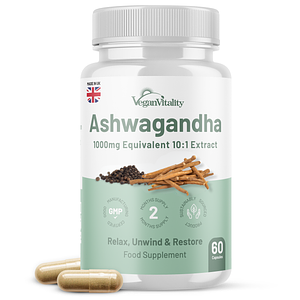 Ashwagandha Root - High Strength 1000mg Equivalent with Black Pepper