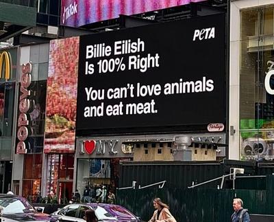 Billie Eilish’s “Eating Meat Is Inherently Wrong” Claim Gets a Times Square Endorsement From PETA
