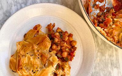 One-Pot Tomato, Spinach And Chickpea Filo Pie