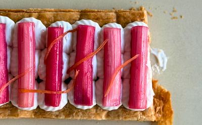 Vegan Crematta, Vanilla, Rhubarb And Ginger Pastry