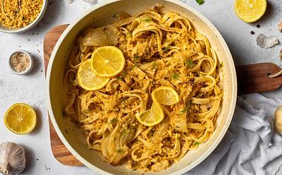 Lemon Fennel Tagliatelle With Buttery Crumbs
